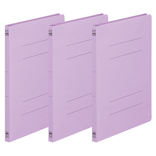 TANOSEE フラットファイル(ノンステープルタイプ) A4タテ 150枚収容 背幅18mm 紫 3冊/袋(ご注文単位1袋)【直送品】