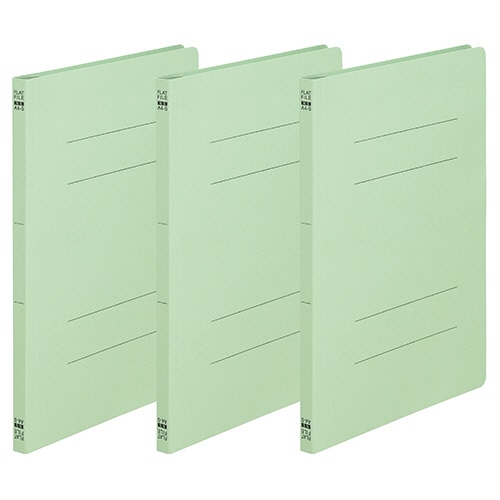 TANOSEE フラットファイル(ノンステープルタイプ) A4タテ 150枚収容 背幅18mm 緑 3冊/袋(ご注文単位1袋)【直送品】