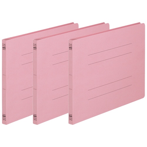 TANOSEE フラットファイル(ノンステープルタイプ) A4ヨコ 150枚収容 背幅18mm ピンク 3冊/袋(ご注文単位1袋)【直送品】