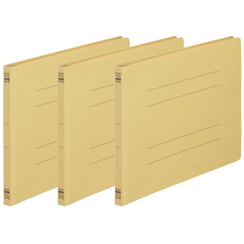 TANOSEE フラットファイル(ノンステープルタイプ) A4ヨコ 150枚収容 背幅18mm 黄 3冊/袋(ご注文単位1袋)【直送品】