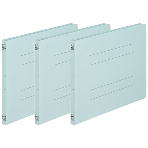 TANOSEE フラットファイル(ノンステープルタイプ) A4ヨコ 150枚収容 背幅18mm 青 3冊/袋(ご注文単位1袋)【直送品】
