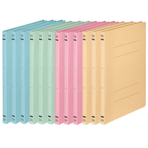 TANOSEE フラットファイルE(エコノミー) A4タテ 150枚収容 背幅18mm 4色アソートパック 12冊/袋(ご注文単位1袋)【直送品】