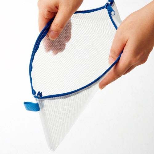 TANOSEE メッシュケース B6 タテ170×ヨコ210mm 青 1枚（ご注文単位1枚）【直送品】