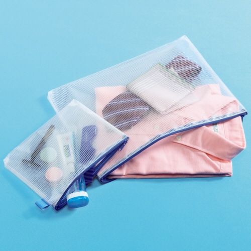 TANOSEE メッシュケース B6 タテ170×ヨコ210mm 青 1枚（ご注文単位1枚）【直送品】