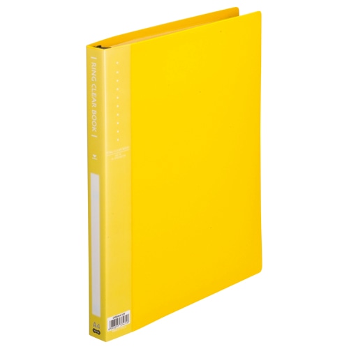 TANOSEE リングクリヤーブック A4タテ 30穴 10ポケット付属 背幅25mm イエロー 10冊/セット（ご注文単位1セット）【直送品】