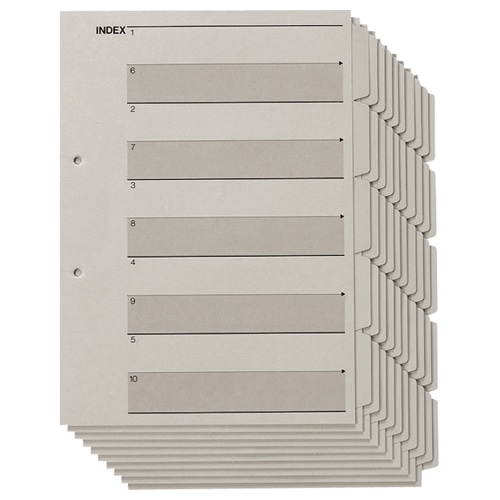 TANOSEE 見出しカード(エコノミータイプ) A4タテ 2穴 5山＋扉紙 グレー 100組/箱（ご注文単位1箱）【直送品】