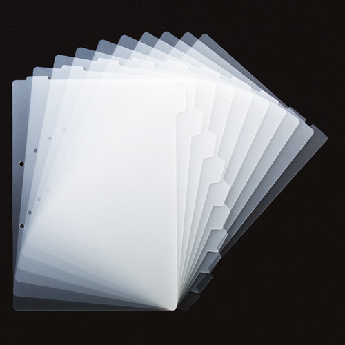 TANOSEE 再生ダブルインデックス(ハードタイプ) A4タテ 2穴 10山 クリア 20組/セット（ご注文単位1セット）【直送品】