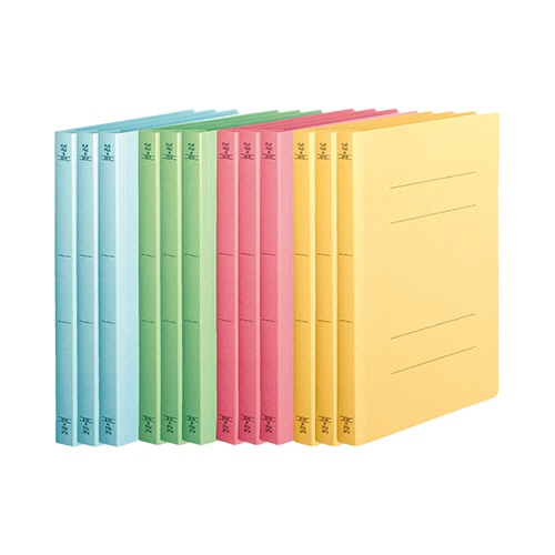 TANOSEE 丈夫なフラットファイル<HD> A4タテ 200枚収容 背幅23mm 4色アソートパック 各色3冊 1箱(ご注文単位1箱)【直送品】