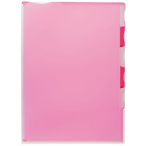 TANOSEE 超丈夫なマチ付クリアホルダー タフレル A4タテ 5山インデックス ピンク 5枚 4袋/箱（ご注文単位1箱）【直送品】
