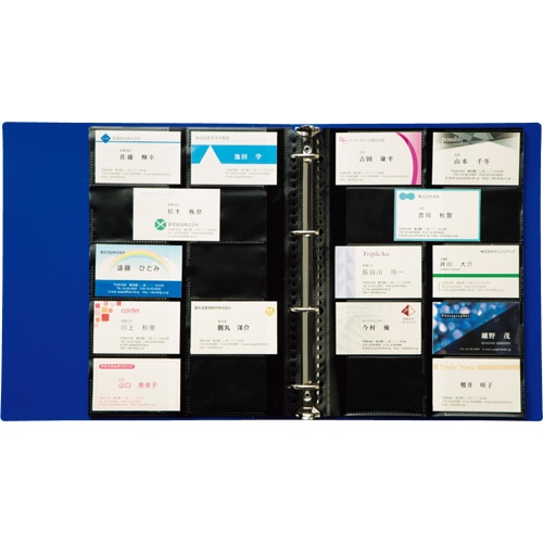 TANOSEE 名刺ホルダー 差替式 A4タテ 4穴 600名用 ヨコ入れ ブラック 1冊(ご注文単位1冊)【直送品】