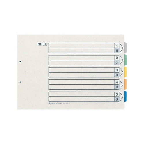 キングジム カラーインデックス A3ヨコ 2穴 5色5山+扉紙 1000E 10組/袋(ご注文単位1袋)【直送品】