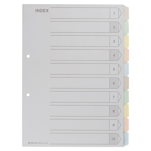 キングジム カラーインデックス A4タテ 2穴 5色10山＋扉紙 907-10Y 1組（ご注文単位1組）【直送品】