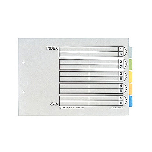 キングジム カラーインデックス A4ヨコ 2穴 5色5山＋扉紙 908 10組/袋（ご注文単位1袋）【直送品】