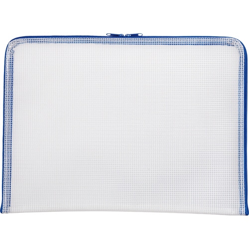ソニック Wファスナー メッシュケース がばっと180度開く A4 ブルー FL-7904-B 1枚（ご注文単位1枚）【直送品】