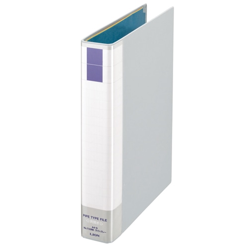 ライオン事務器 パイプ式ファイル(環境) 両開き A4タテ 300枚収容 30mmとじ 背幅51mm ライトグレー No.733RK 1冊（ご注文単位1冊）【直送品】