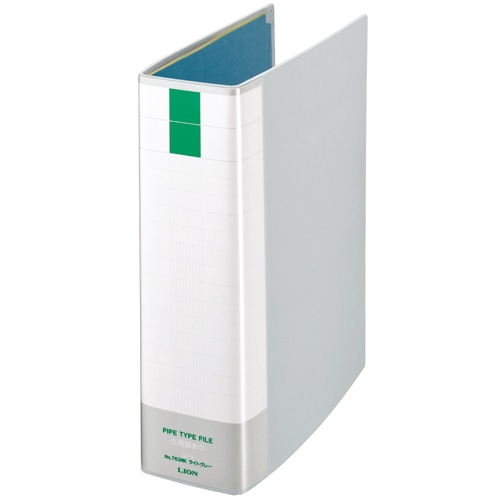 ライオン事務器 パイプ式ファイル(環境) 両開き A4タテ 600枚収容 60mmとじ 背幅81mm ライトグレー No.763RK 1冊（ご注文単位1冊）【直送品】