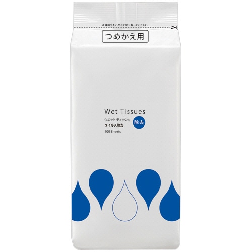 TANOSEE アルコール除菌ウエットティッシュ ウイルス除去 ボトル詰替 100枚 20袋/箱（ご注文単位1箱）【直送品】