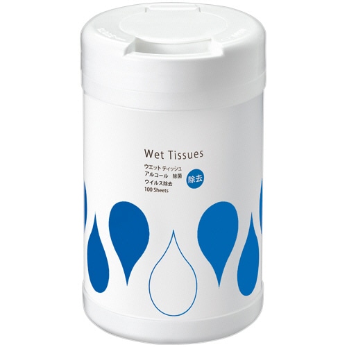 TANOSEE アルコール除菌ウエットティッシュ ウイルス除去 ボトル本体 100枚/本(ご注文単位1本)【直送品】