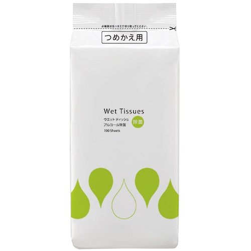 TANOSEE アルコール除菌ウエットティッシュ ボトル詰替 100枚/袋（ご注文単位1袋）【直送品】