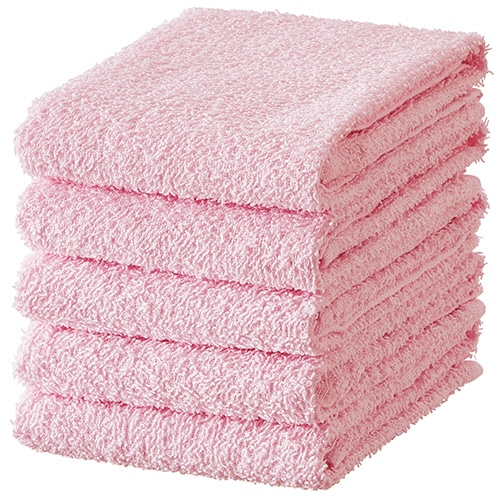 TANOSEE おしぼりタオル ピンク 10枚/袋（ご注文単位1袋）【直送品】