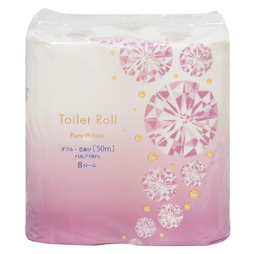 TANOSEE トイレットペーパー ピュアホワイト ダブル 芯あり 50m 48ロール/箱（ご注文単位1箱）【直送品】