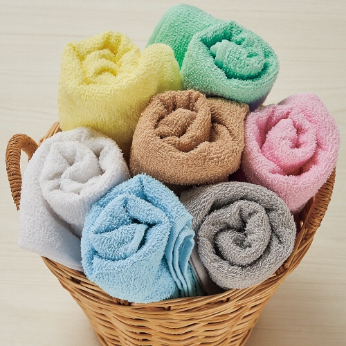 TANOSEE フェイスタオル グリーン 5枚/袋(ご注文単位1袋)【直送品】