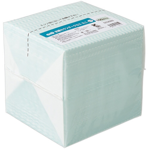 TANOSEE 抗菌カウンタークロス ミニ グリーン 100枚/袋(ご注文単位1袋)【直送品】