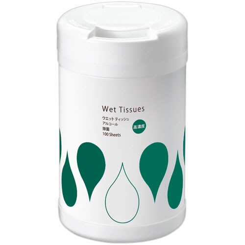 TANOSEE 高濃度除菌アルコールウエットティッシュ ボトル本体 100枚 20個/箱（ご注文単位1箱）【直送品】