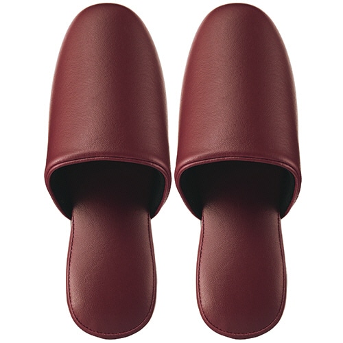 TANOSEE 最高級レザー調スリッパ 吊り込み ワイン 1足（ご注文単位1足）【直送品】