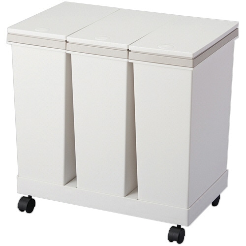 アスベル 横型3分別ワゴンペール ホワイト A6711 1台（ご注文単位1台）【直送品】