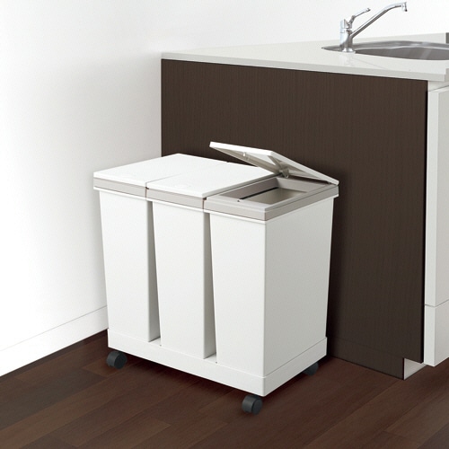 アスベル 横型3分別ワゴンペール ホワイト A6711 1台(ご注文単位1台)【直送品】