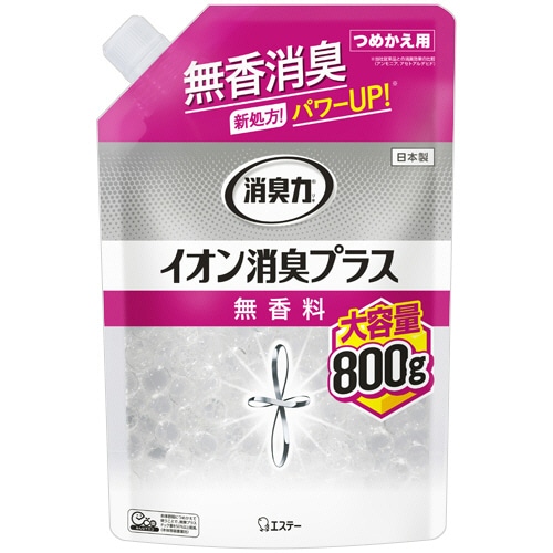 エステー 消臭力 クリアビーズ イオン消臭プラス 無香料 大容量つめかえ 800g 1個（ご注文単位1個）【直送品】