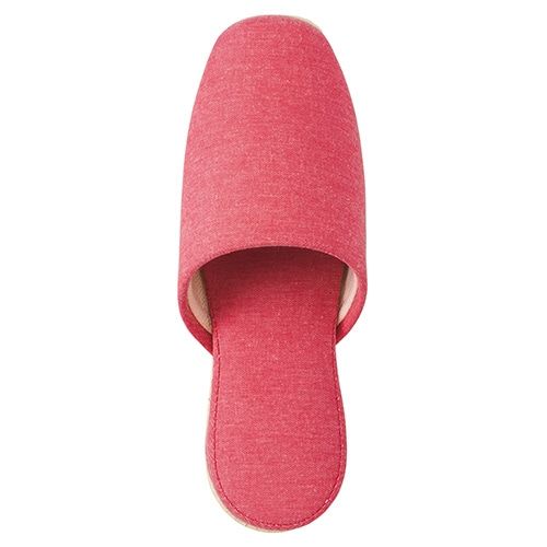 オーミケンシ シャンブレー生地スリッパ レッド 1足（ご注文単位1足）【直送品】