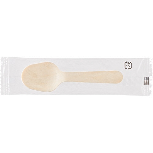 サンナップ ウッドデザートスプーン 透明袋入 DSPW100P 100本/袋(ご注文単位1袋)【直送品】
