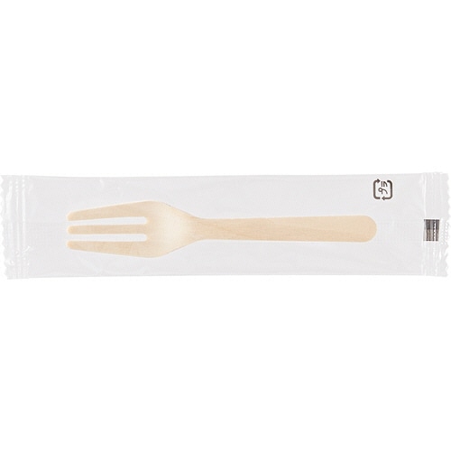 サンナップ ウッドデザートフォーク 透明袋入 DFKW100P 100本/袋(ご注文単位1袋)【直送品】