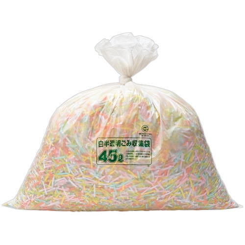 ジャパックス 再生原料配合 容量表示入りポリ袋 白半透明 70L RSN70 10枚/袋(ご注文単位1袋)【直送品】