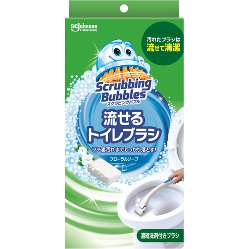 ジョンソン スクラビングバブル 流せるトイレブラシ フローラルソープ 本体 ブラシ4本付 1個(ご注文単位1個)【直送品】