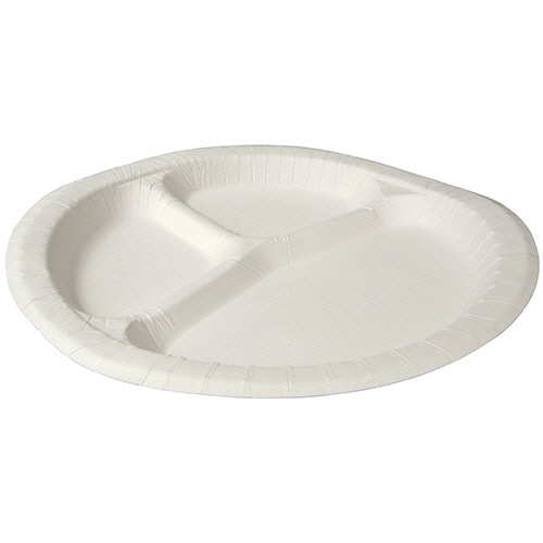 ペーパーウェア ナチュラルパルププレート 仕切付 24cm NSP-24 50枚/袋（ご注文単位1袋）【直送品】