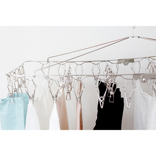 レック オールステンレス 小物 角ハンガー ピンチ32個付 W-438 1個(ご注文単位1個)【直送品】