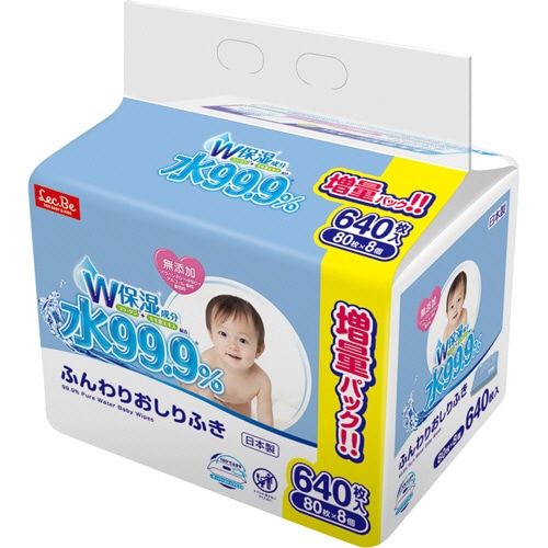 レック 水99.9％ふんわりおしりふきW E00868 640枚 6袋/箱（ご注文単位1箱）【直送品】