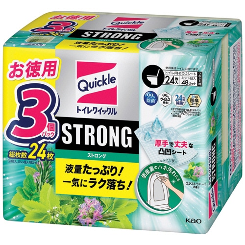 花王 トイレクイックル STRONG エクストラハーブの香り つめかえ用 24枚/袋(ご注文単位1袋)【直送品】