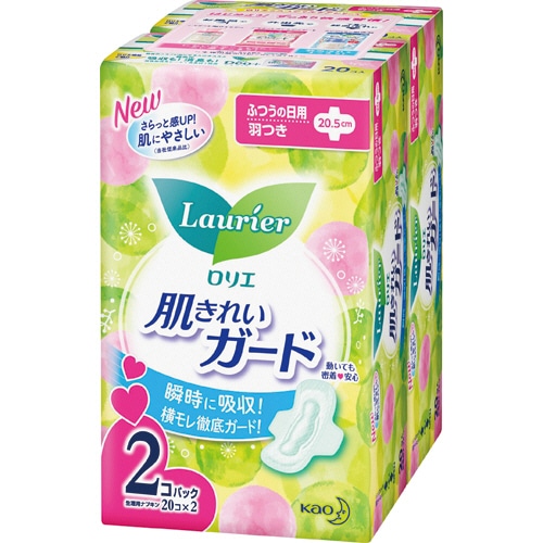 花王 ロリエ 肌きれいガード 昼用 羽つき 20個 2袋/箱（ご注文単位1箱）【直送品】