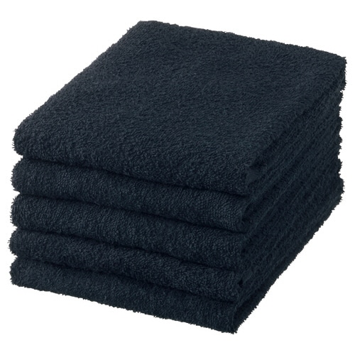 三和 業務用スレン染めフェイスタオル ブラック VN240BLK-TN 5枚/袋(ご注文単位1袋)【直送品】