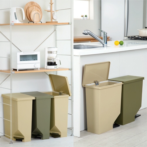 新輝合成 棚下・カウンターにも置けるペダルペール 35L カーキグリーン DS-988-135-1 1台(ご注文単位1台)【直送品】