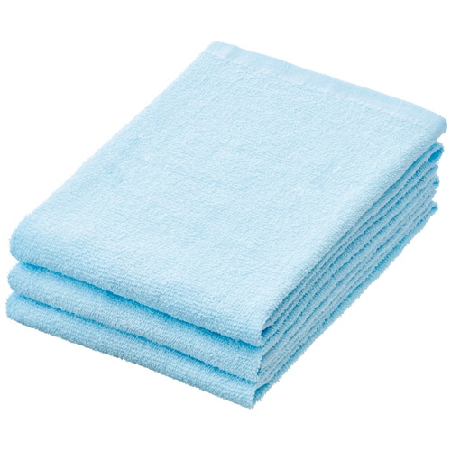 林 ビーネカラー フェイスタオル ブルー FM436701 3枚/袋(ご注文単位1袋)【直送品】