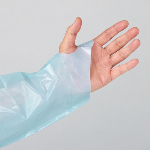 オオサキメディカル クリーンエプロン 袖付 フィンガーフック フリーサイズ ブルー 73739 10枚/箱(ご注文単位1箱)【直送品】