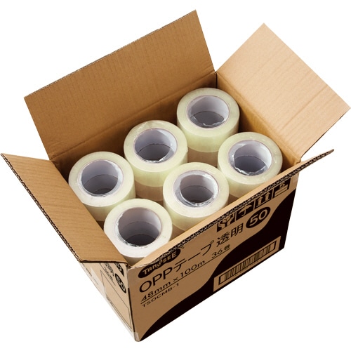 TANOSEE OPPテープ 透明 48mm×100m 50μm 180巻/箱（ご注文単位1箱）【直送品】