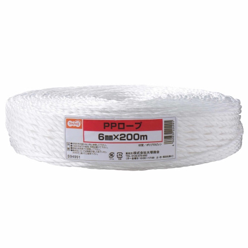 TANOSEE PPロープ 6mm×200m 1巻（ご注文単位1巻）【直送品】