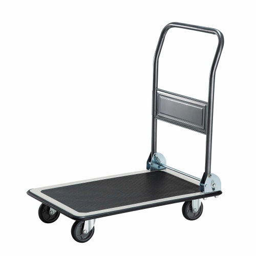 TANOSEE スチール台車(折りたたみ式) 150kg荷重 黒 3台/セット(ご注文単位1セット)【直送品】