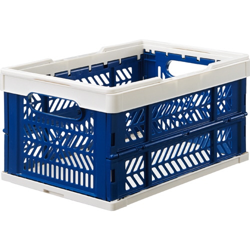 TANOSEE ハンドル付き バスケットオリコン 15L ホワイト/ブルー 1個（ご注文単位1個）【直送品】